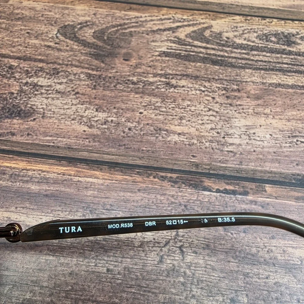 Tura R538 DBR Dark Brown Cat Eye Eyeglasses 52-15-135 Pearl Accent Frames